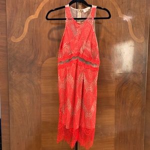 L'ATISTE bright hot red and beige lace dress